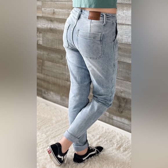 judy blue high waist vintage light wash double cuff joggers JB88691REG LT - Picture 10 of 12